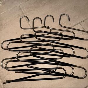 4x Trouser Hangers Multi Layers Metal 5 Tier S Shaped Pants Clothes Black Hanger